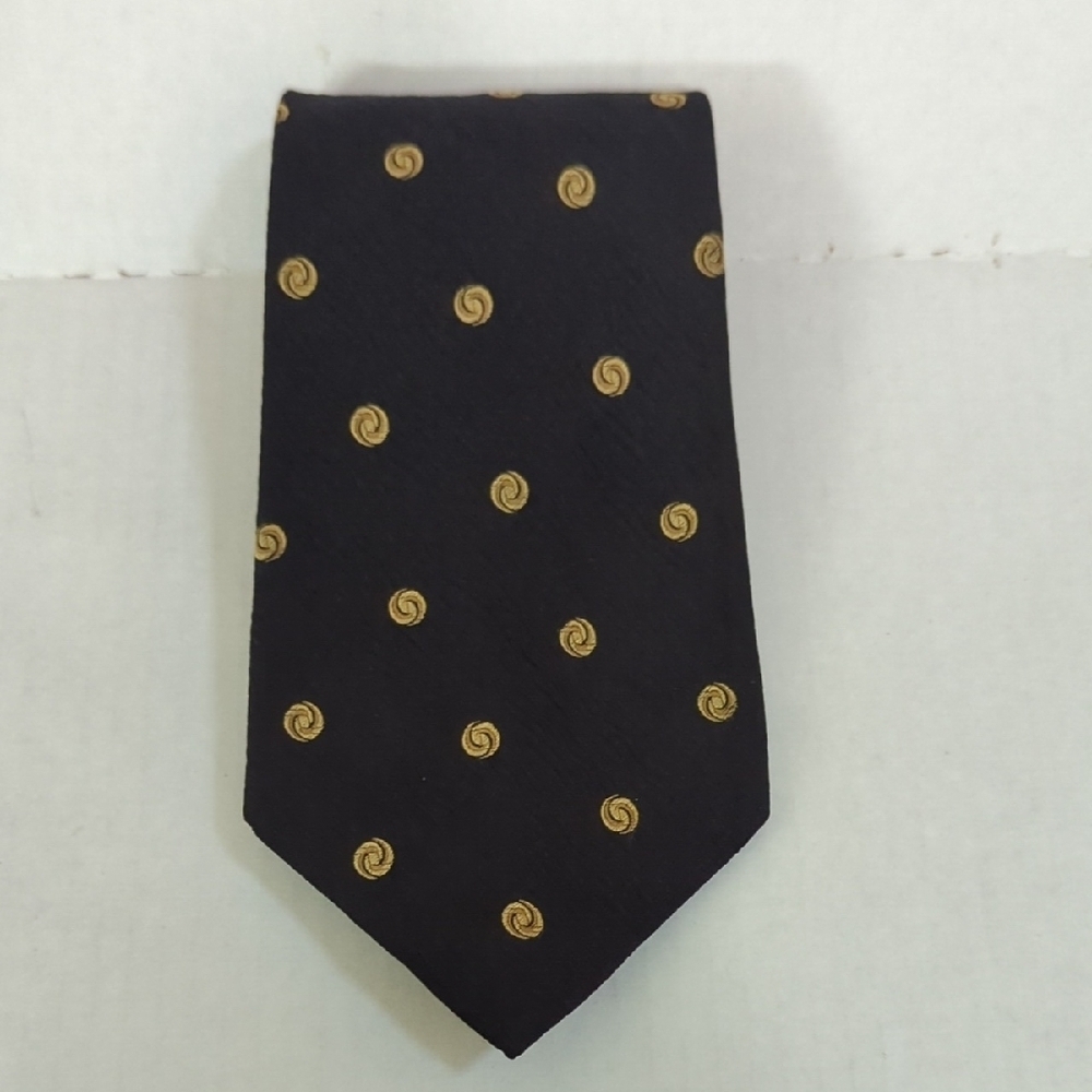 Donna Karan Men's Black/Tan Italian Silk Made in the USA Tie